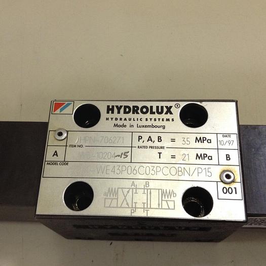 Used HYDROLUX Valve K-WE43P06C03PCOBN/P15 Used