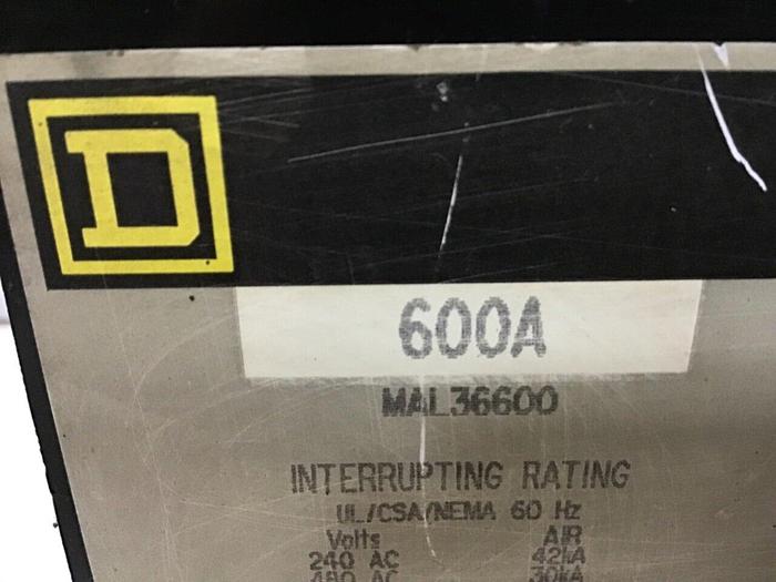 Used SQUARE D 600 Amp Circuit Breaker MAL36600 USED