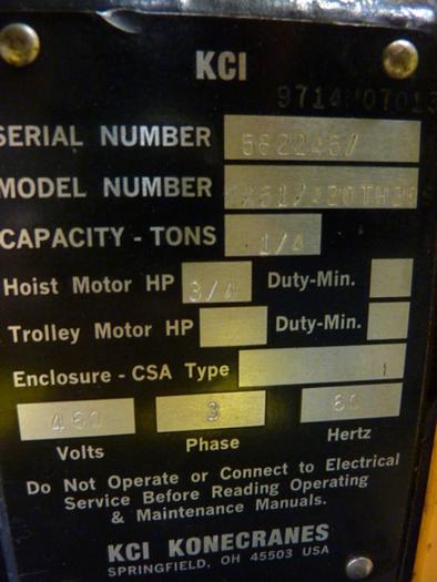 Used KONECRANES Electric Trolly Crane KX51/420TH20 USED