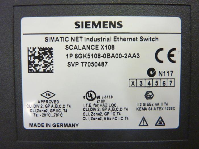 Used SIEMENS Ethernet Switch 6GK5108-0BA00-2AA3 #46036