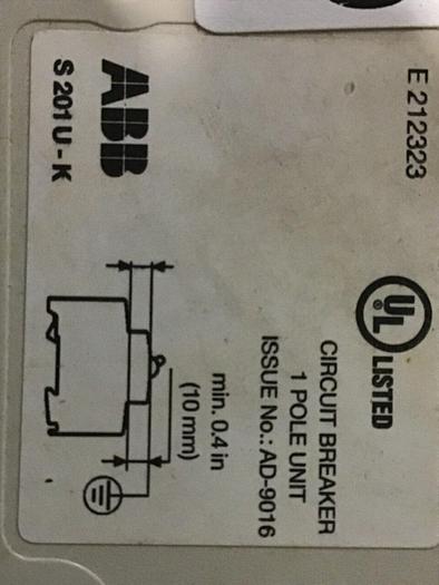 Used ABB Circuit Breaker 20 Amp S2014-K20A #119600