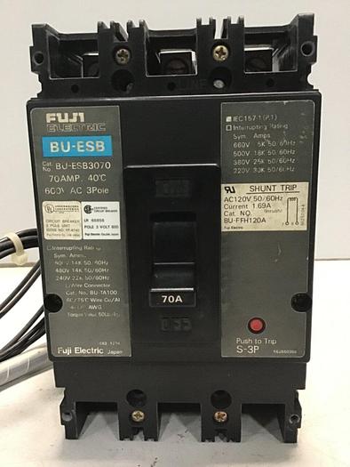 Used FUJI ELECTRIC 70 Amp Circuit Breaker BU-ESB3070 #127455