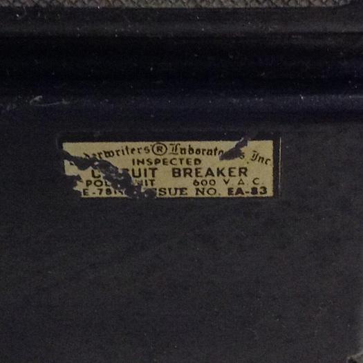 Used UNDERWRITERS LABORATORIES 225 Amp Circuit Breaker EA-83 #71643