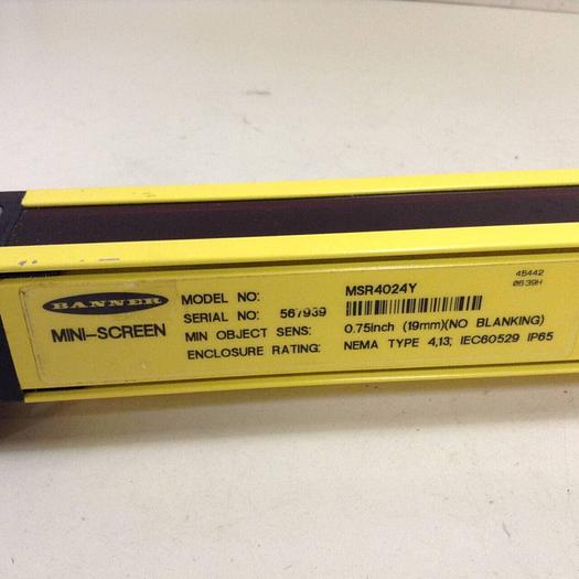Used BANNER ENGINEERING Mini-Screen Light Curtain Receiver MSR4024Y Used