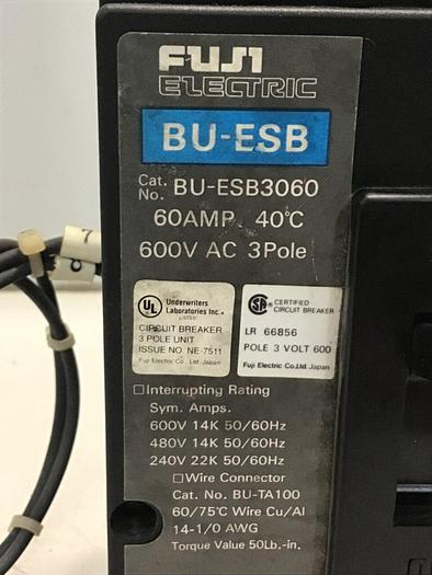 Used FUJI ELECTRIC 60 Amp Circuit Breaker BU-ESB3060 #127463