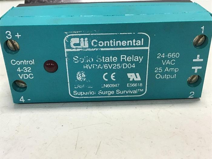 Used CONTINENTAL INDUSTRIES Solid State Relay RVDA/6V25/D04 Used