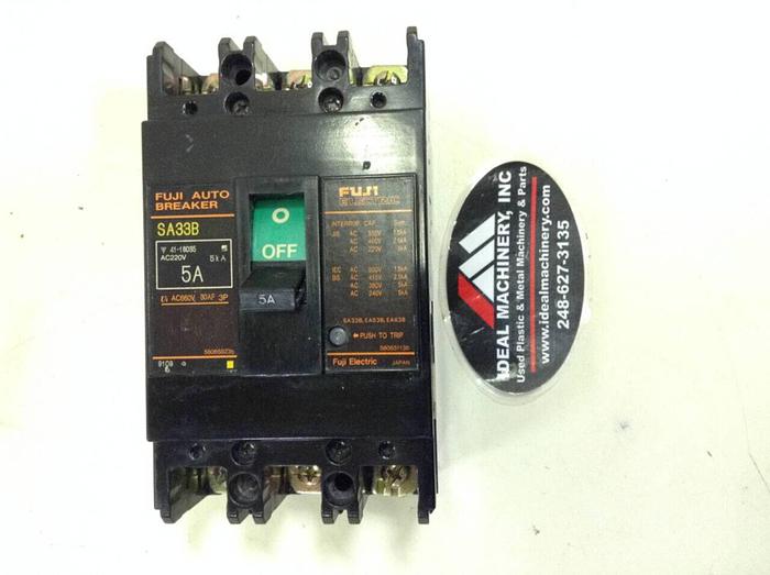 Used FUJI ELECTRIC 5 Amp Circuit Breaker SA33B-5 #75734