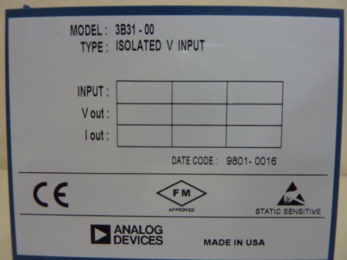 Used ANALOG DEVICES Input Module 3B31-00 #56490