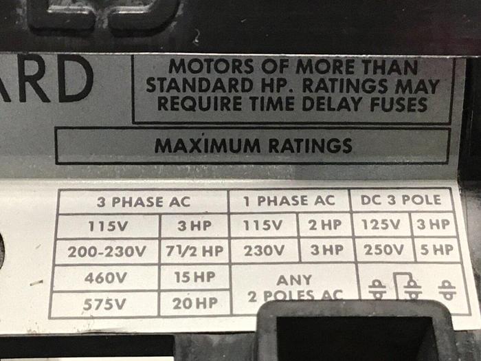 Used ALLEN BRADLEY 30 Amp Disconnect Switch 1494V-DS30 SER A #126255