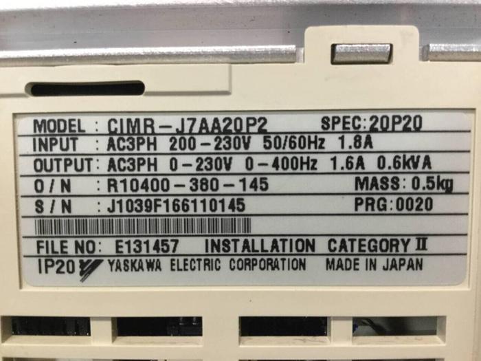Used YASKAWA VS Mini J7 Drive CIMR-J7AA20P2 #98527