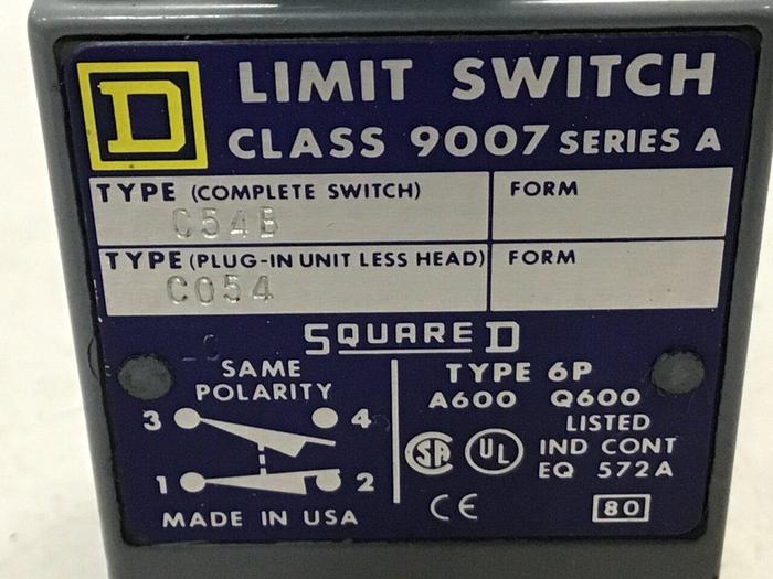 Used SQUARE D Limit Switch 9007-C54B #121688