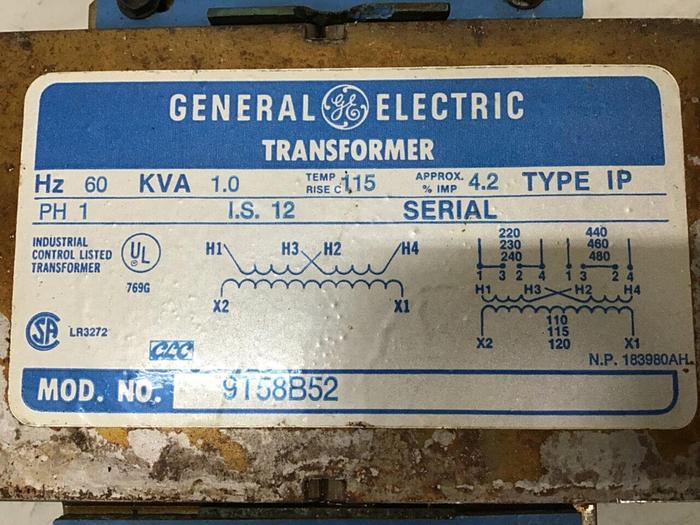Used GENERAL ELECTRIC 1.0 kVA Transformer 9T58B52 #134368