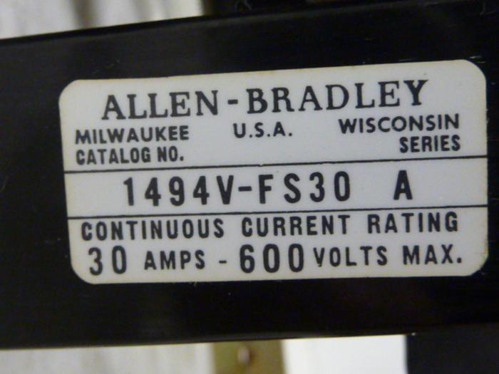 Used ALLEN BRADLEY 30 Amp Disconnect Switch 1494V-DS30 SER A #57422