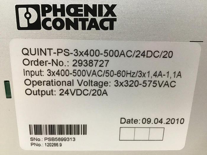 Used PHOENIX CONTACT Power Supply QUINT-PS-3X400-500AC/24DC/20USED