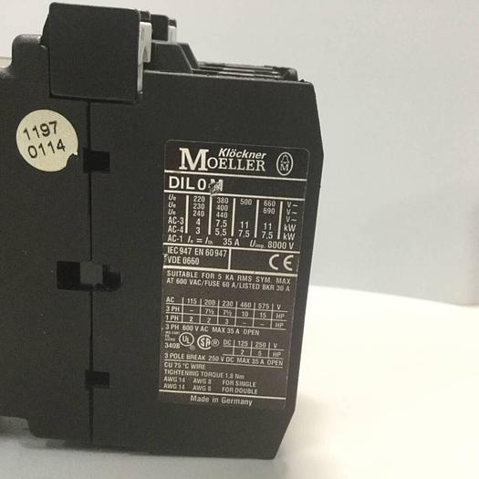 Used KLOCKNER MOELLER Contactor DIL0M #94225