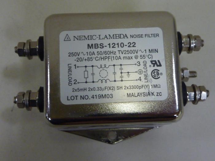 Used NEMIC-LAMBDA Noise Filter MBS-1210-22 #59252