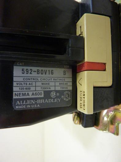 Used ALLEN BRADLEY Overload Starter Relay 592-BOV16 SER B W28 #47166