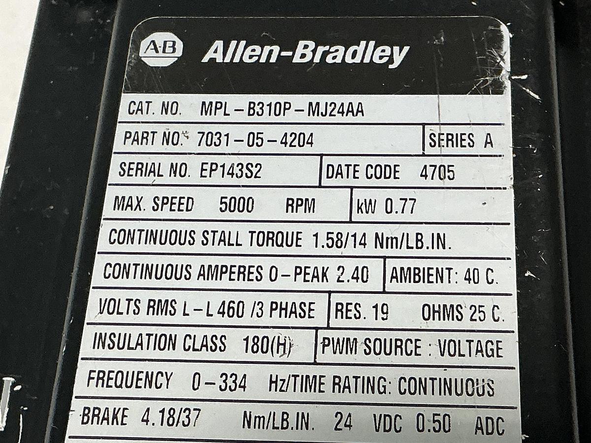 Used ALLEN BRADLEY MPL-B310P-MJ24AA