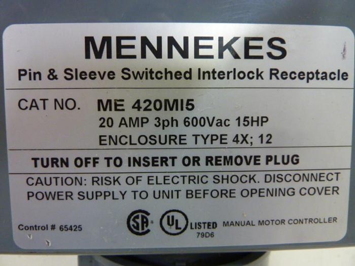 Used MENNEKES Interlock Receptacle ME420MI5 #58287