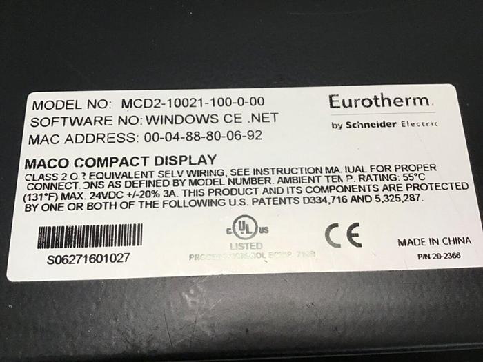 Used EUROTHERM CONTROLS Operator Panel MCD2-10021-100-0-00 #145050