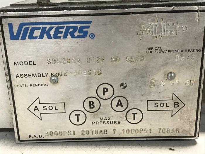 Used VICKERS Valve SDG20S4 012F 50 S553 #91064