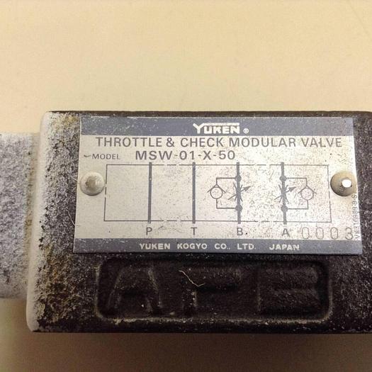 Used YUKEN Throttle & Check Modular Valve MSW-01-X-50 #72542