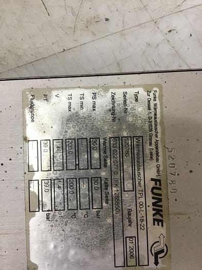 Used FUNKE Brazed Plate Heat Exchanger TPL 00-1-18-22 #136041