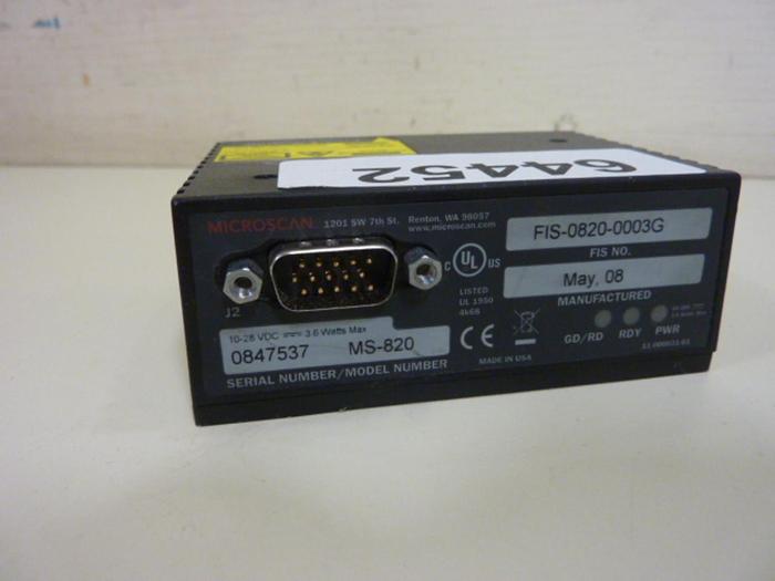 Used MICROSCAN Barcode Scanner Laser MS-820 #64452