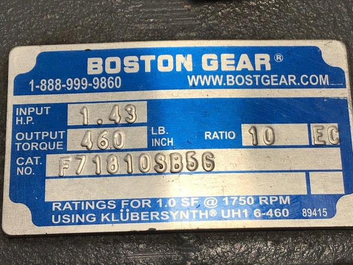 Used BOSTON GEAR Speed Reducer F71810SB5G #120425