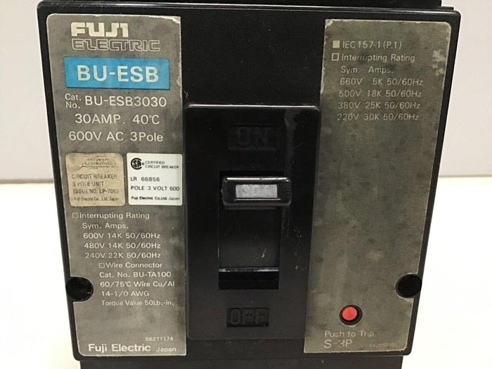 Used FUJI ELECTRIC 30 Amp Circuit Breaker BU-ESB3030 Used