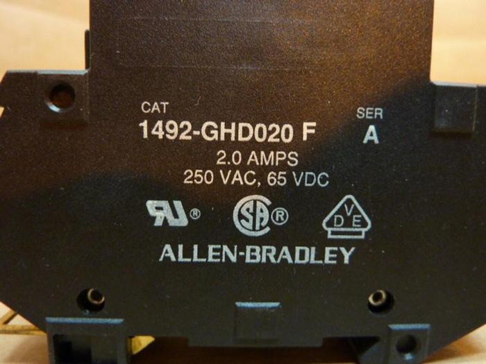 Used ALLEN BRADLEY 2 Amp Circuit Breaker 1492-GHD020 F SER A #5351