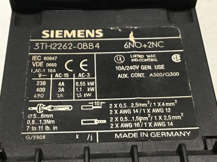 Used SIEMENS Contactor 3TH2271-0BB4 #133208