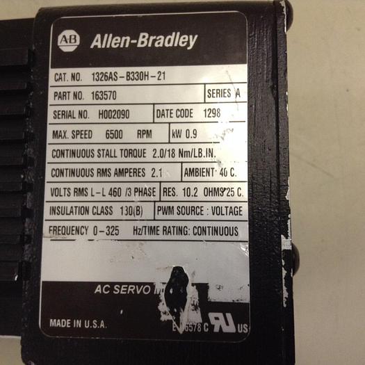 Used ALLEN BRADLEY AC Servo Motor 1326AS-B330H-21 SER A Used