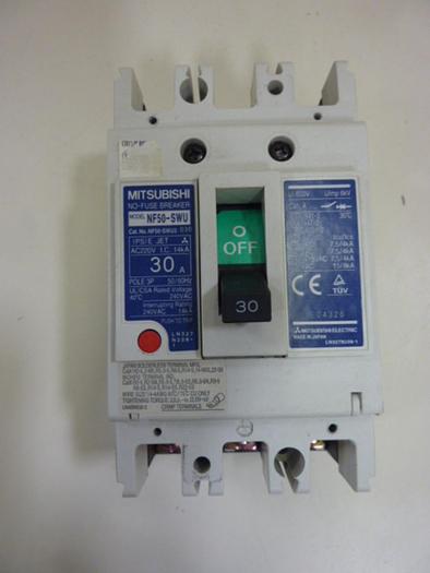 Used MITSUBISHI 30 Amp No-Fuse Circuit Breaker NF50-SWU-30 #60724
