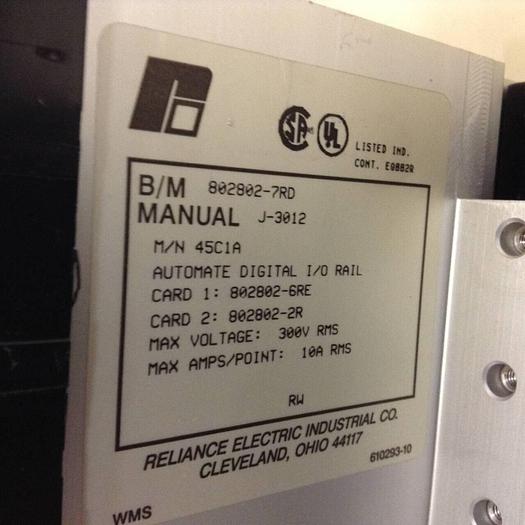 Used RELIANCE ELECTRIC Automate Digital I/O Rail 45C1A #71472