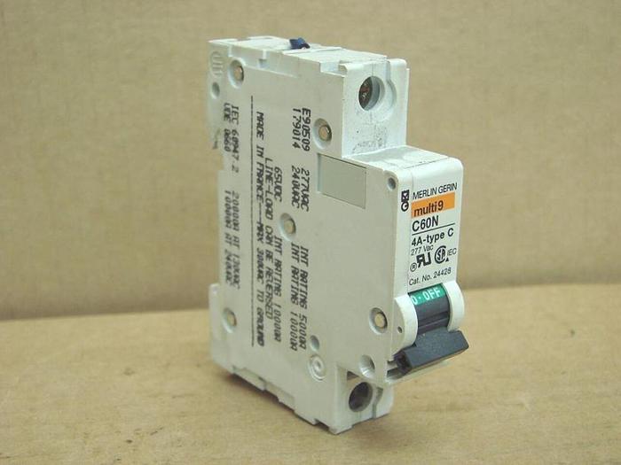 Used MERLIN GERIN 4 Amp Circuit Breaker C60N-4 #12595