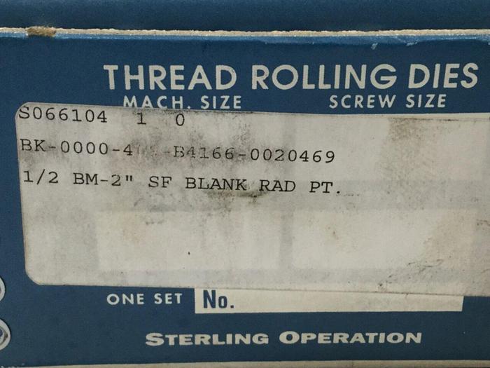 STERLING DIE Thread Rolling Dies - 2 Piece 4-N2-S10-903 #110214