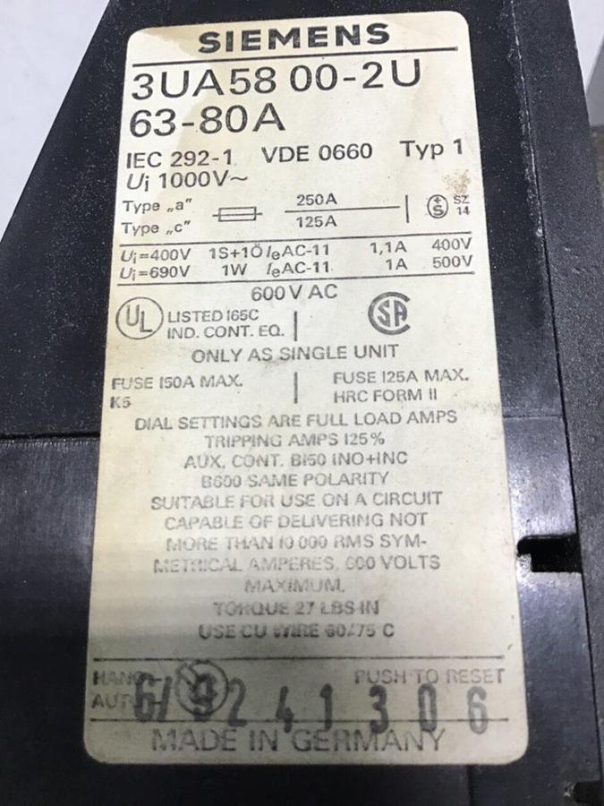 Used SIEMENS Contactor 3TF4822-OAK6 #139598