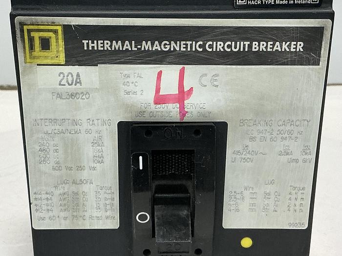 Used SQUARE D FAL36020