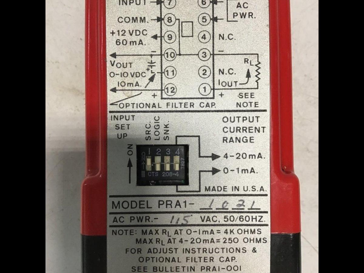Used RED LION CONTROLS Pulse Rate Converter Relay PRA1-1021 USED