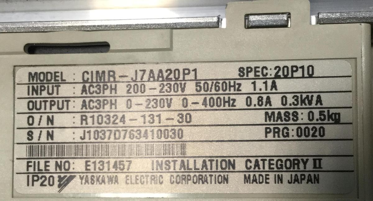 Used YASKAWA VS Mini J7 Inverter CIMR-J7AA20P1 USED
