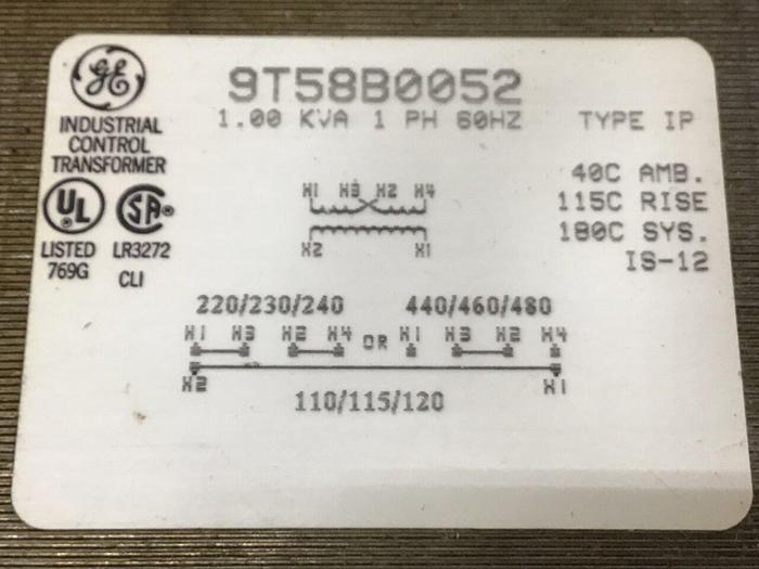 Used GENERAL ELECTRIC / GE 1.00 kVA Transformer 9T58B0052 #134364
