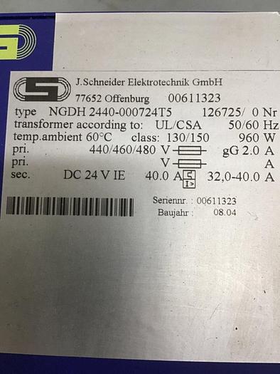 Used ELEKTROTECHNIK Transformer NGDH 2440-000724T5 Used