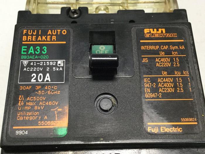 Used FUJI ELECTRIC 20 Amp Breaker EA33-20 #109122
