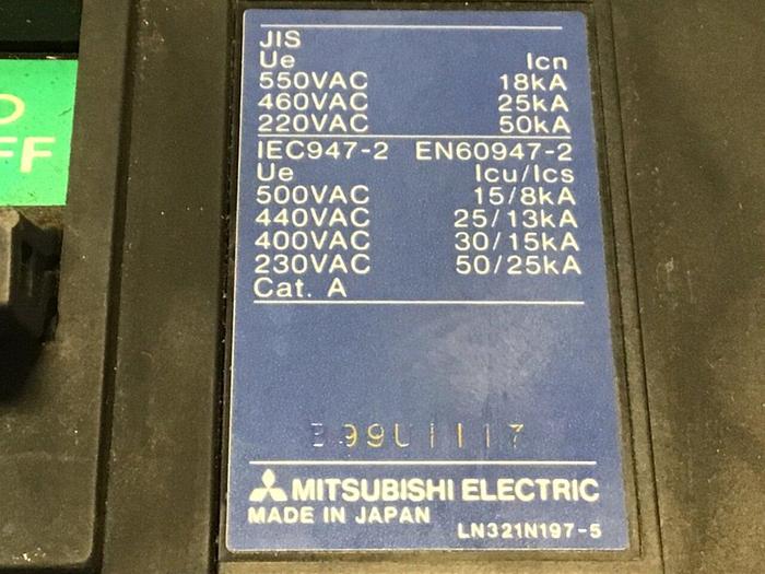 Used MITSUBISHI 125 Amp Circuit Breaker NF225-SP-125 #119964