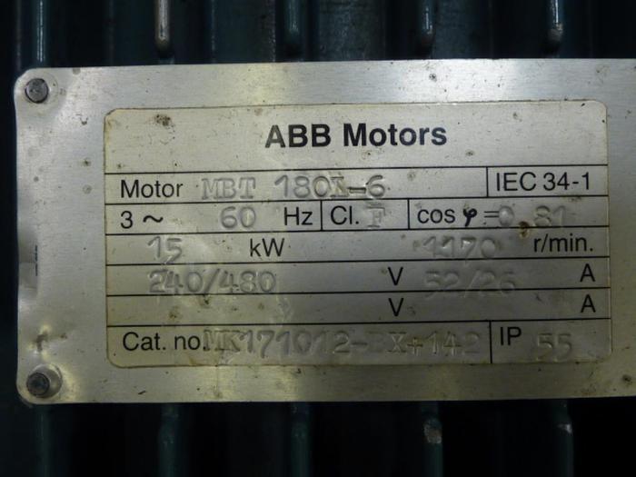 Used ABB 20 HP Motor MK171012-BX-142 USED