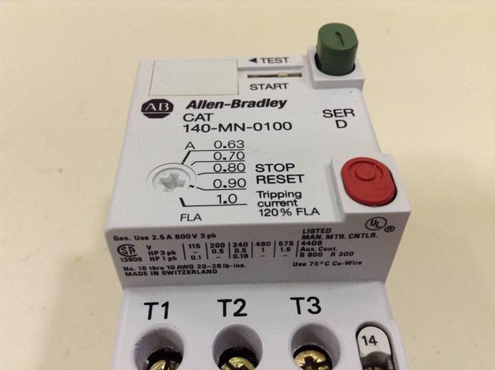 Used ALLEN BRADLEY Manual Motor Starter 140-MN-0100 SER D #79597
