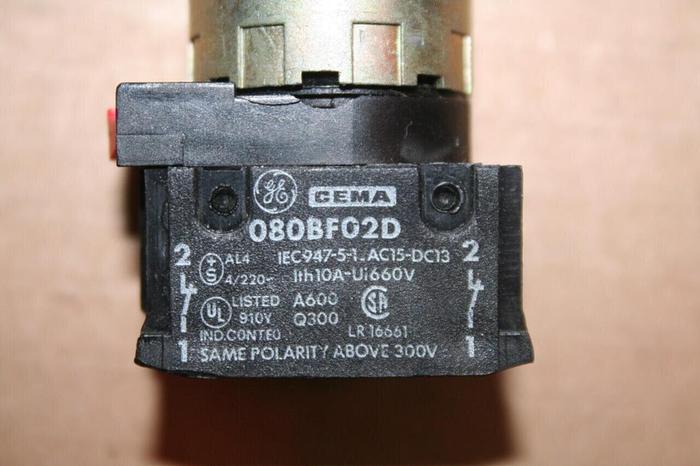 Used GE CEMA Push Button PB513 RED Used