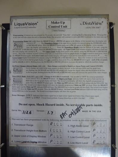 Used DISTAVIEW Liquid Level Controller Panel CONTROLLER328 #56328