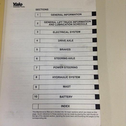 Used YALE Service Maintenance Manual 524143402 #70889